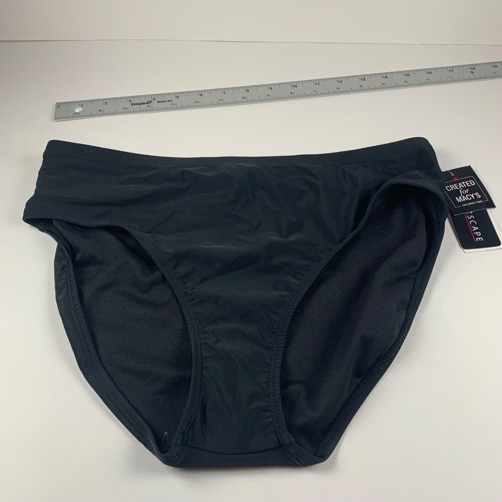 Island Escape Women's Beachwear BLK Hipster Brief Bikini Swim Bottom Size 10 NWT